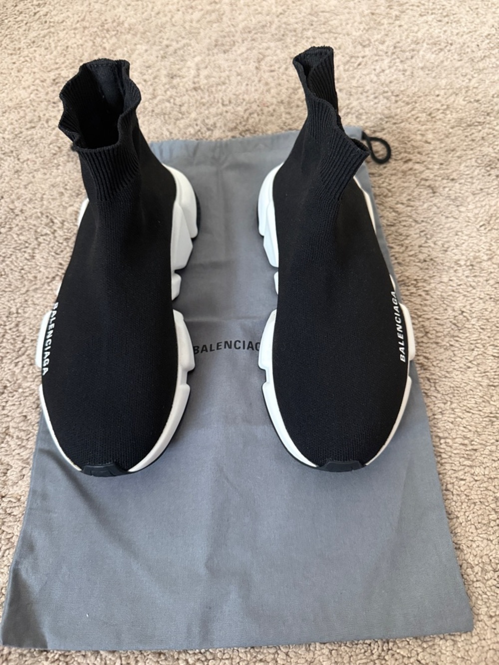 Balenciaga Black and White Knit Sock Sneakers